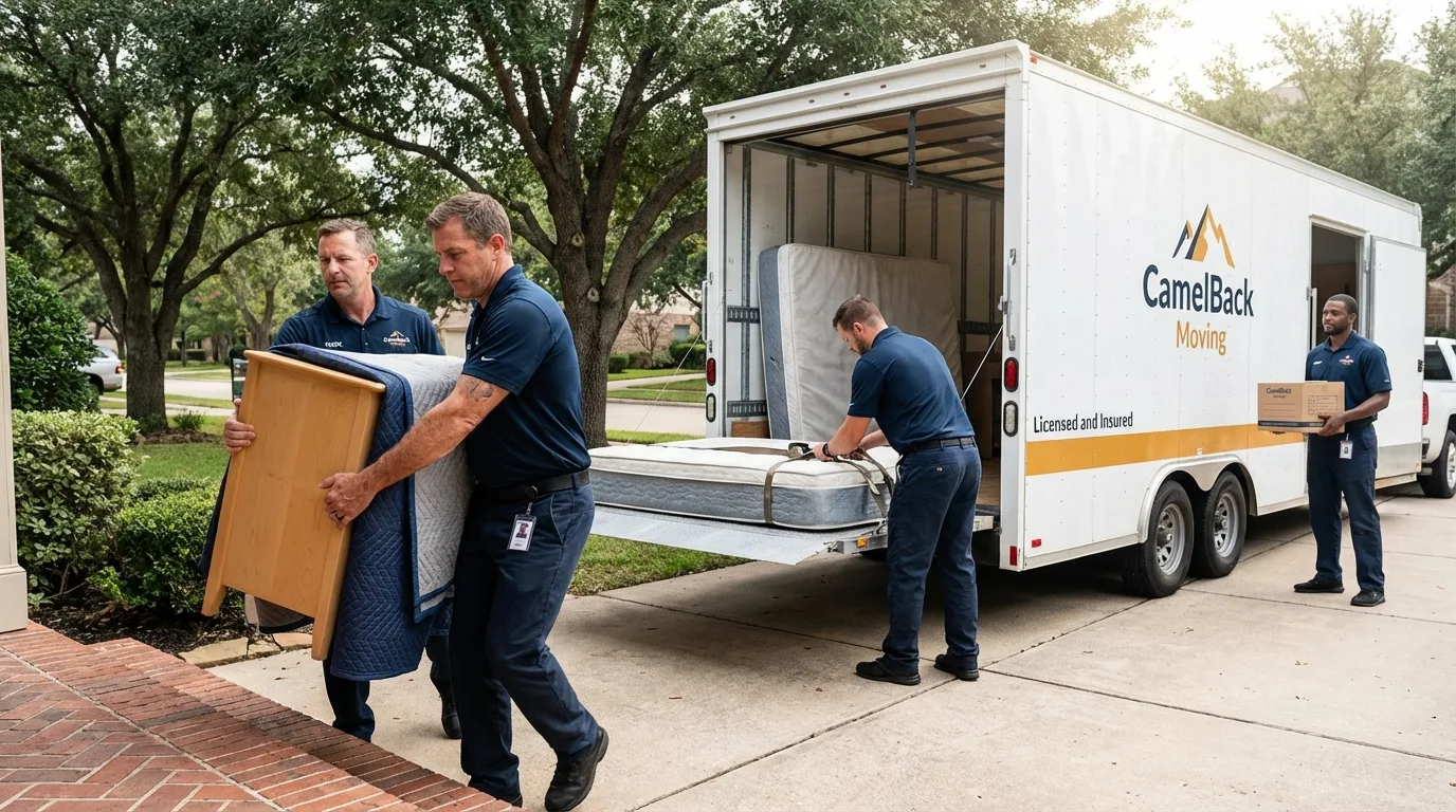 Crew loading residential truck for cross-state move from Tappan, NY