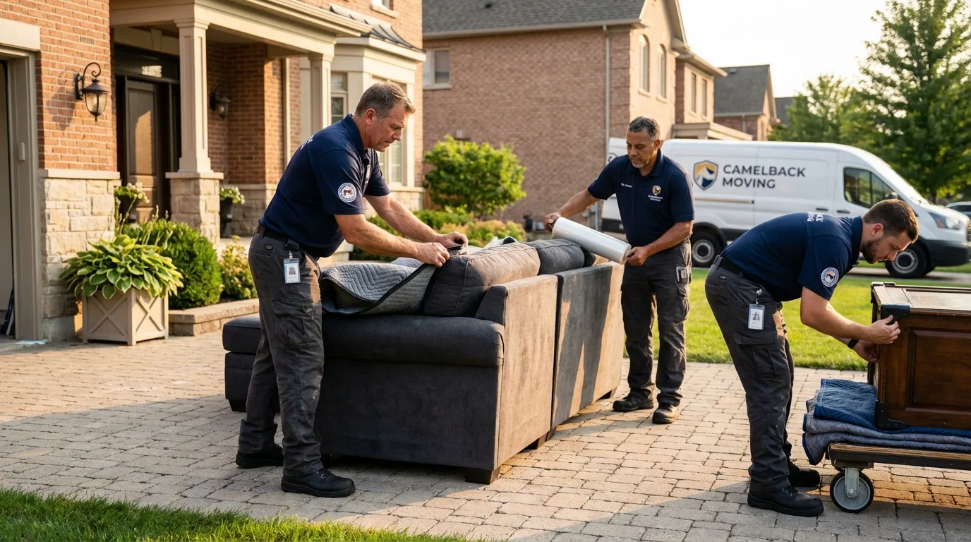 Large estate moving crew wrapping furniture in Tappan, NY